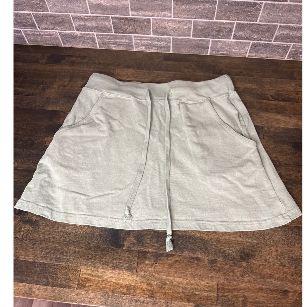 Brandy Melville Sage Green Cotton Drawstring Mini Skirt Women's One Size